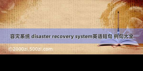 容灾系统 disaster recovery system英语短句 例句大全