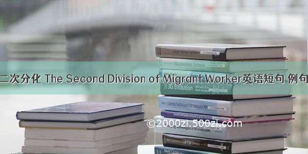 农民工二次分化 The Second Division of Migrant Worker英语短句 例句大全