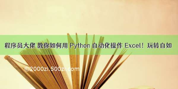 程序员大佬 教你如何用 Python 自动化操作 Excel！玩转自如