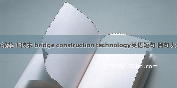 桥梁施工技术 bridge construction technology英语短句 例句大全