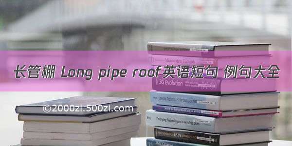 长管棚 Long pipe roof英语短句 例句大全