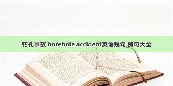 钻孔事故 borehole accident英语短句 例句大全