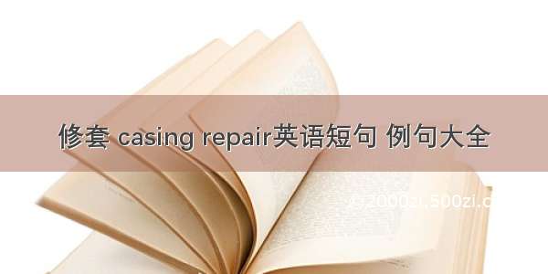 修套 casing repair英语短句 例句大全