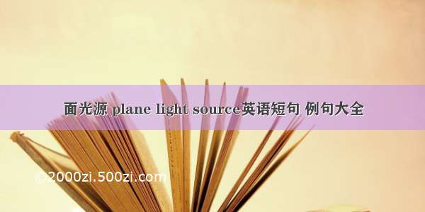 面光源 plane light source英语短句 例句大全