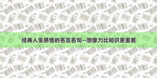 经典人生感悟的名言名句--想像力比知识更重要