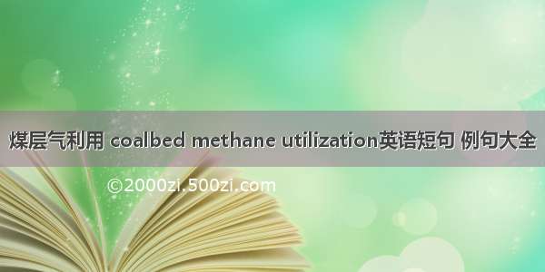 煤层气利用 coalbed methane utilization英语短句 例句大全