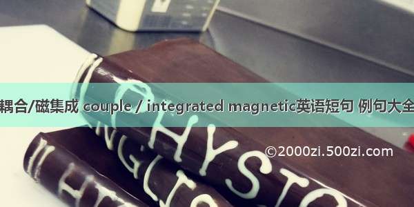 耦合/磁集成 couple / integrated magnetic英语短句 例句大全