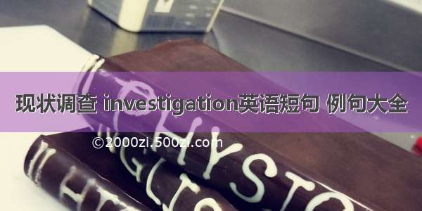 现状调查 investigation英语短句 例句大全