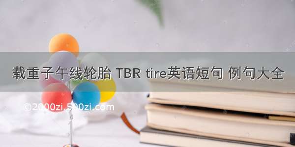 载重子午线轮胎 TBR tire英语短句 例句大全