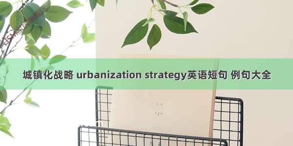 城镇化战略 urbanization strategy英语短句 例句大全