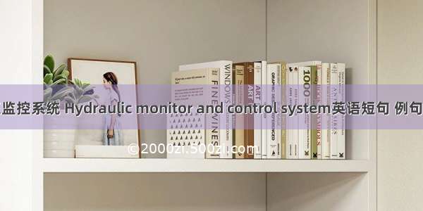 液压监控系统 Hydraulic monitor and control system英语短句 例句大全