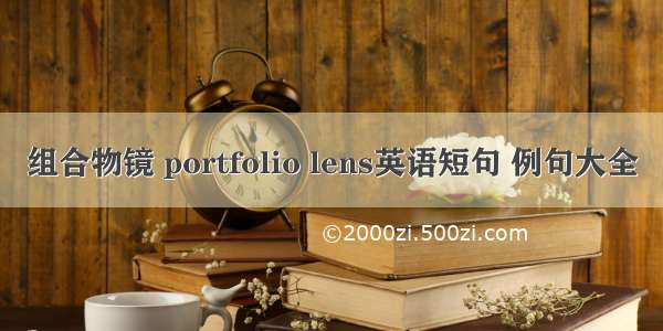 组合物镜 portfolio lens英语短句 例句大全