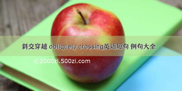 斜交穿越 obliquely crossing英语短句 例句大全