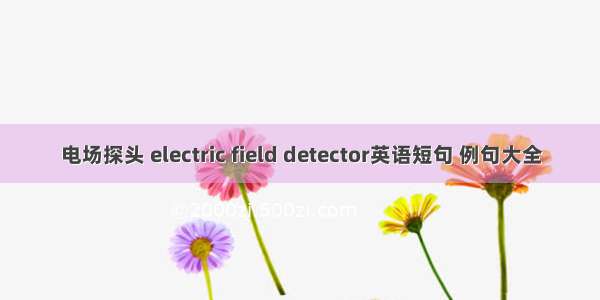 电场探头 electric field detector英语短句 例句大全