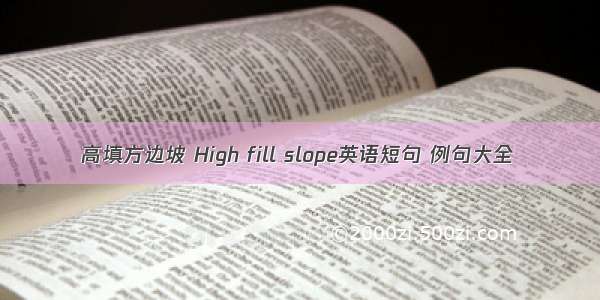 高填方边坡 High fill slope英语短句 例句大全