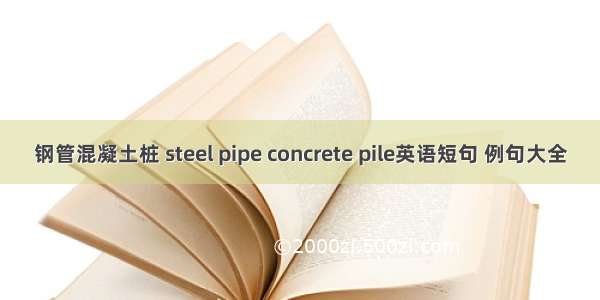 钢管混凝土桩 steel pipe concrete pile英语短句 例句大全