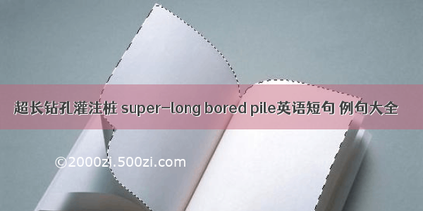 超长钻孔灌注桩 super-long bored pile英语短句 例句大全