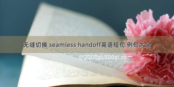 无缝切换 seamless handoff英语短句 例句大全