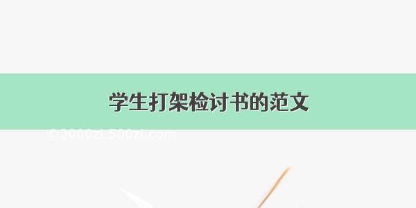 学生打架检讨书的范文