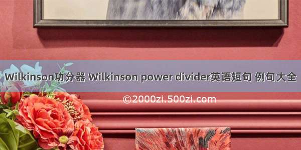 Wilkinson功分器 Wilkinson power divider英语短句 例句大全