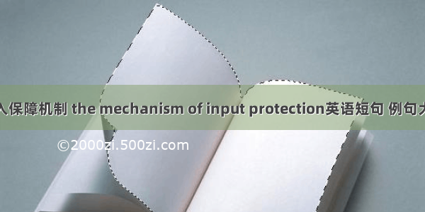 投入保障机制 the mechanism of input protection英语短句 例句大全