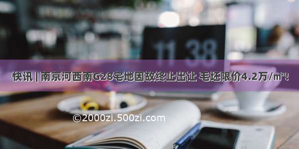 快讯 | 南京河西南G28宅地因故终止出让 毛坯限价4.2万/㎡！