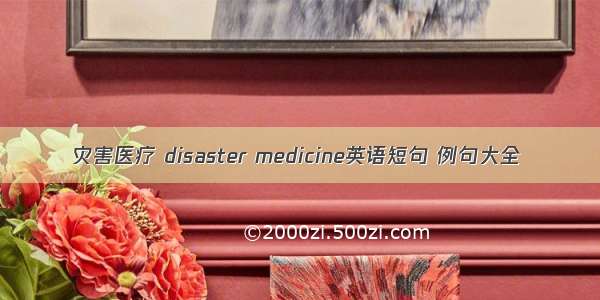 灾害医疗 disaster medicine英语短句 例句大全