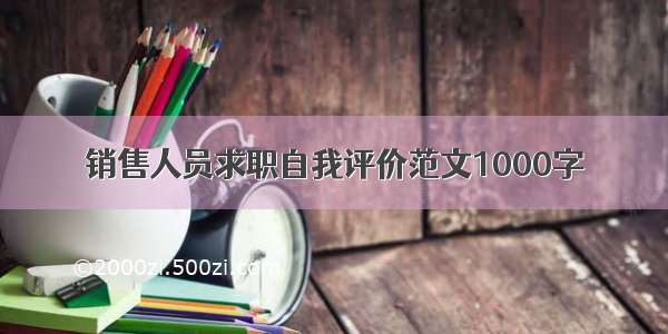 销售人员求职自我评价范文1000字