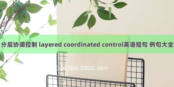 分层协调控制 layered coordinated control英语短句 例句大全