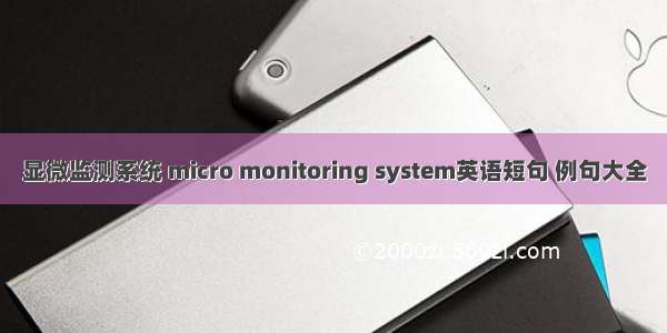 显微监测系统 micro monitoring system英语短句 例句大全