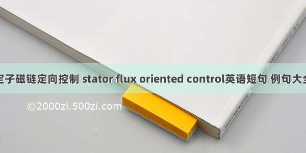 定子磁链定向控制 stator flux oriented control英语短句 例句大全