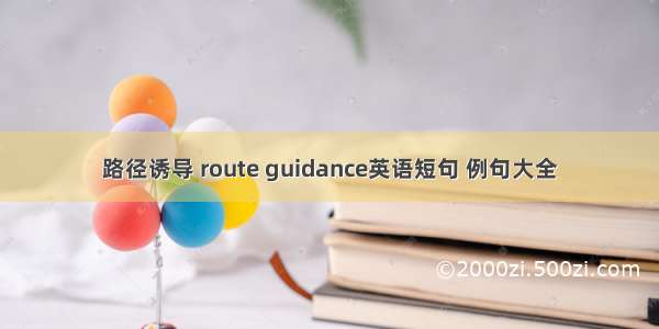 路径诱导 route guidance英语短句 例句大全