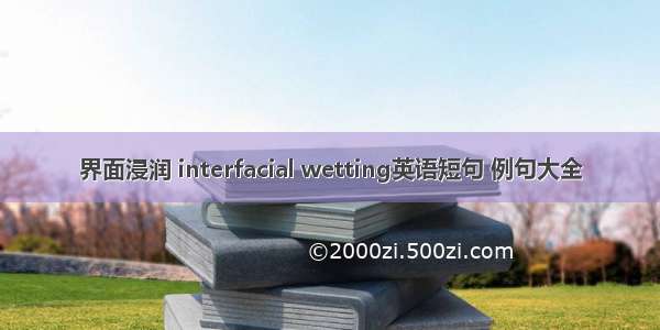 界面浸润 interfacial wetting英语短句 例句大全