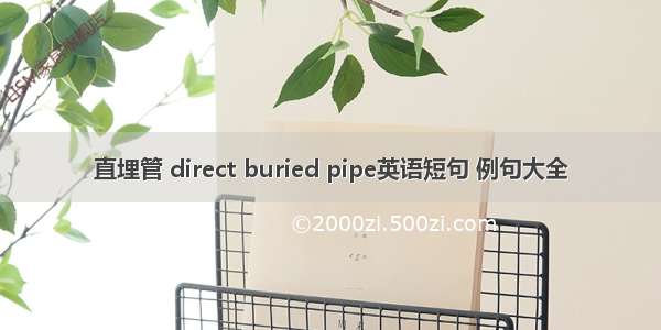 直埋管 direct buried pipe英语短句 例句大全