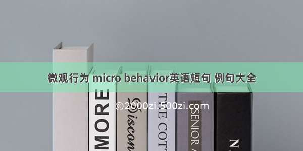 微观行为 micro behavior英语短句 例句大全