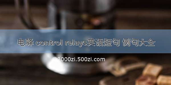 电驿 control relays英语短句 例句大全