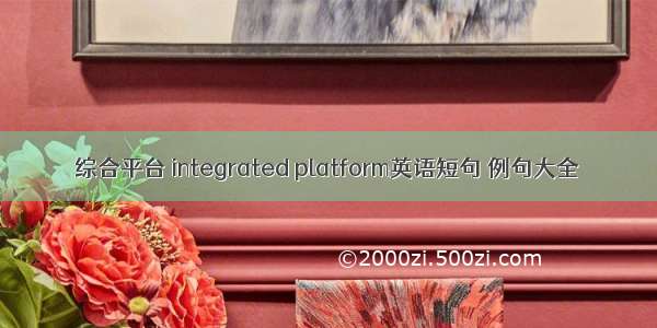 综合平台 integrated platform英语短句 例句大全
