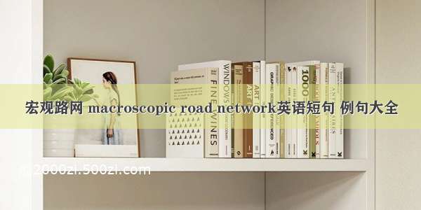 宏观路网 macroscopic road network英语短句 例句大全