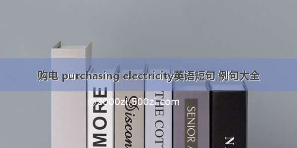 购电 purchasing electricity英语短句 例句大全