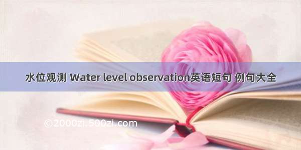水位观测 Water level observation英语短句 例句大全