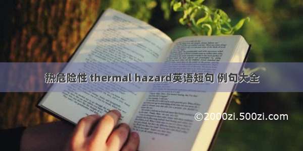 热危险性 thermal hazard英语短句 例句大全