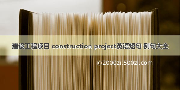 建设工程项目 construction project英语短句 例句大全