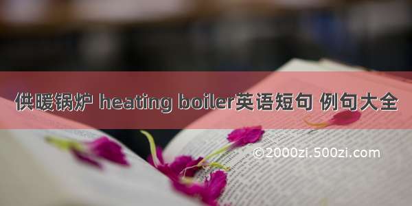 供暖锅炉 heating boiler英语短句 例句大全