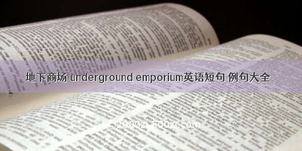 地下商场 underground emporium英语短句 例句大全