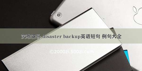 灾难备份 disaster backup英语短句 例句大全