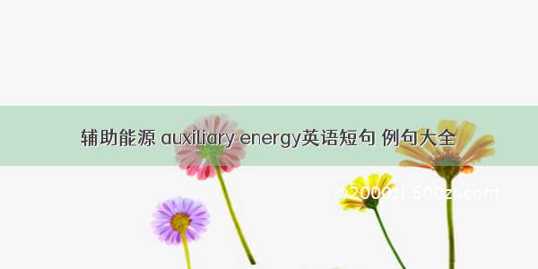 辅助能源 auxiliary energy英语短句 例句大全