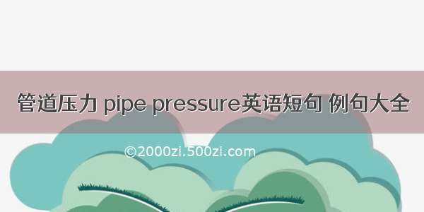 管道压力 pipe pressure英语短句 例句大全