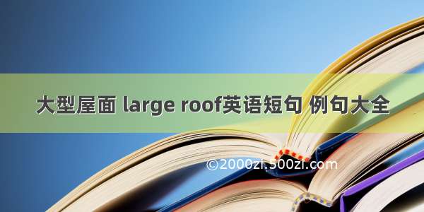 大型屋面 large roof英语短句 例句大全