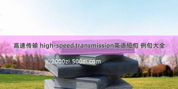 高速传输 high-speed transmission英语短句 例句大全
