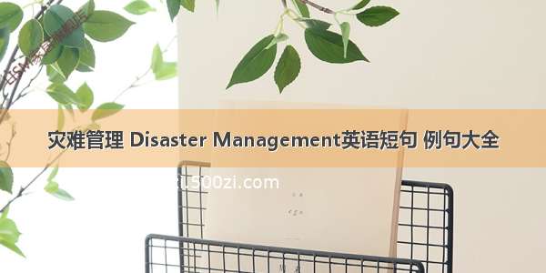 灾难管理 Disaster Management英语短句 例句大全